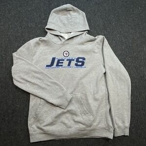NHL Hockey Sport Winnipeg Jets Pullover Gray Fleece Hoodie Sz XL Graphic Logo